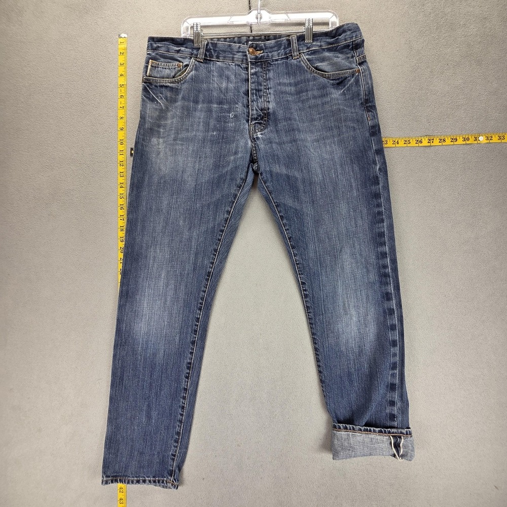Easy Jeans Mens 36x32 Blue Selvedge Honeycomb Slim Tapered Button Fly